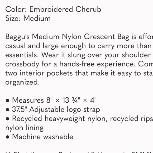 BAGGU NWT embroidered angel Cream Crossbody Bag - Picture 7 of 7